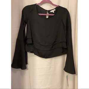 NEW Gianni Bini Black Layered Bell Sleeve Blouse